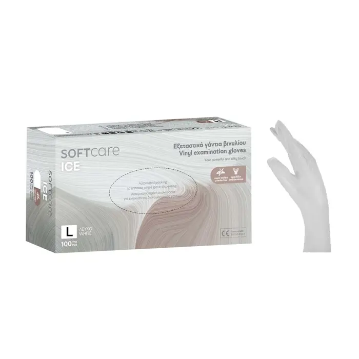 Soft Care Ice Γάντια Βινυλίου Λευκά 100τεμ. - Large | tsagiannidis.gr