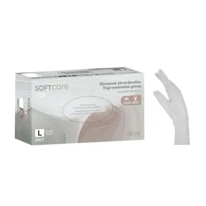 Soft Care Ice Γάντια Βινυλίου Λευκά 100τεμ. - Large