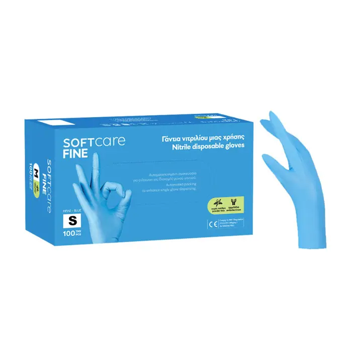 Soft Care Fine Γάντια Νιτριλίου Γαλάζια 100 τεμ. - Small | tsagiannidis.gr